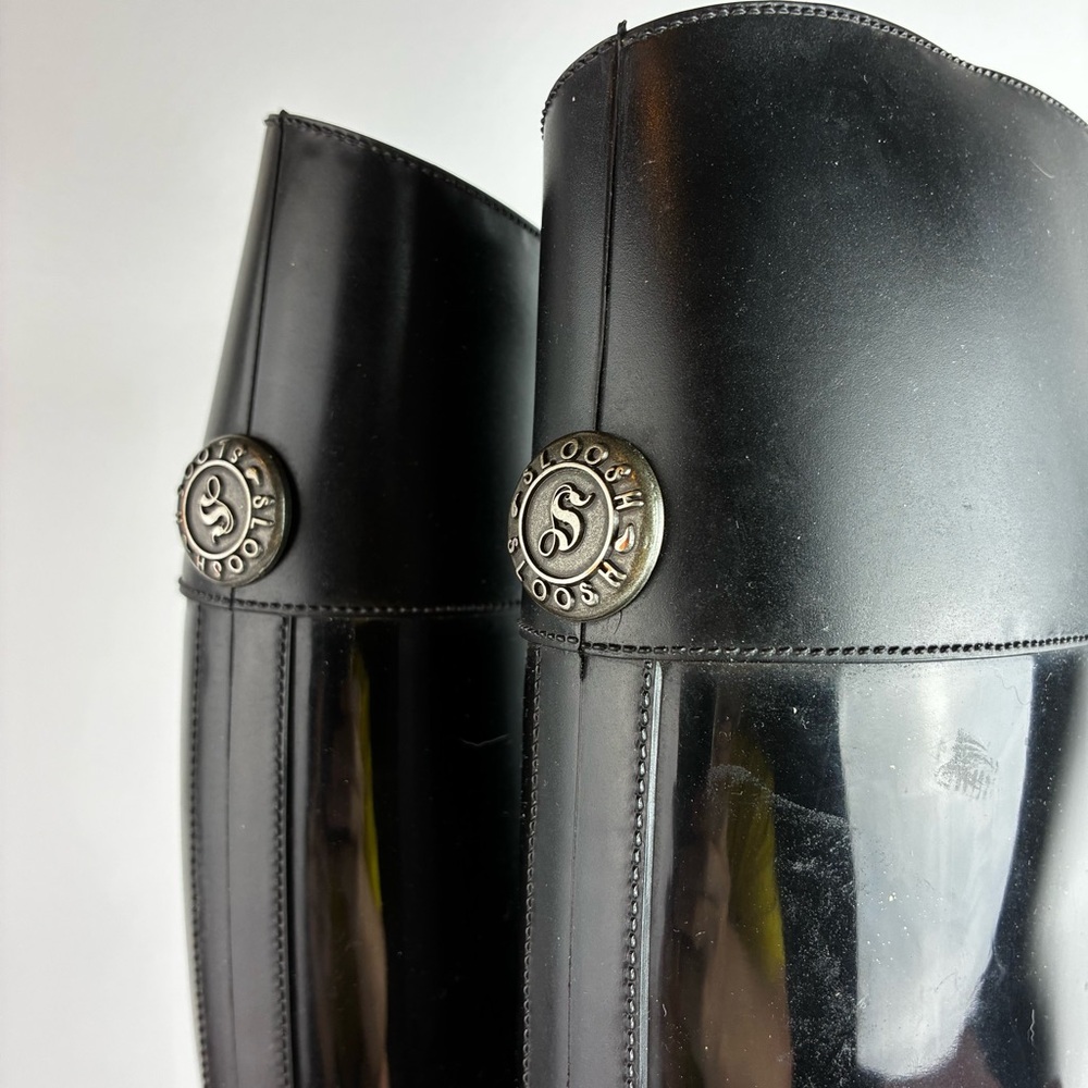Sloosh Made in Italy Tall Black Rain Boots - Picture 4 of 7